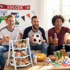 3 Tier Soccer Ball Serving Trays Wooden Shaped Soccer Stand Platters 12'' 10'' 8'' Round Charcuterie Plate Board Reusable Party Serving Plate for Game Tailgate Party Supplies (Soccer)