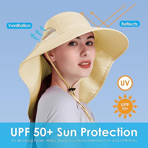 Womens Sun Hat UV Protection (One Size / Beige)