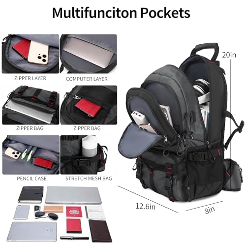Nerlion 40L Hiking Backpack Travel Backpack for Men Women Camping Waterproof Outdoor Hiking Daypack Lightweight Backpack (A7- Dark Gray)