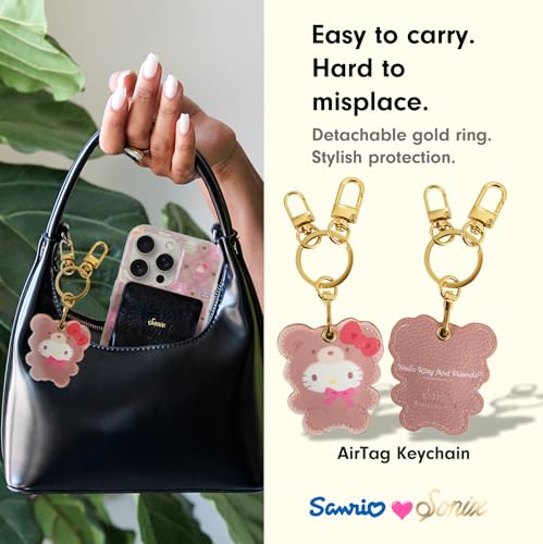 x Sanrio Keychain Case Compatible with Apple AirTag (Latte Bears - Hello Kitty)