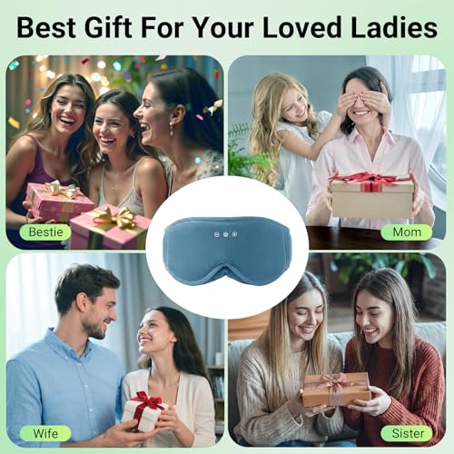 3D Bamboo Cotton Sleep Mask with Bluetooth 5.4 Headphone (Blue)