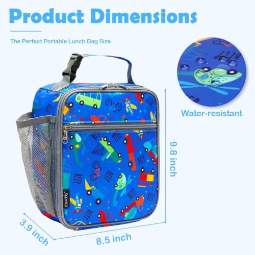 Kids Lunch box Insulated Soft Bag Mini Cooler Back to School Thermal Meal Tote Kit for Girls (Car)
