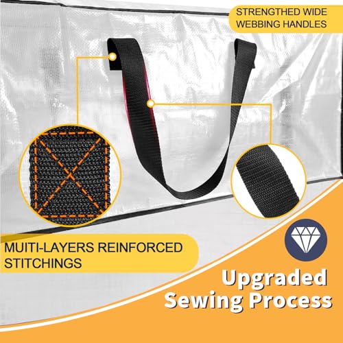 Clear Moving Bags Heavy Duty Extra Large with Strong Zipper Handles (Clear / 8 Pack)