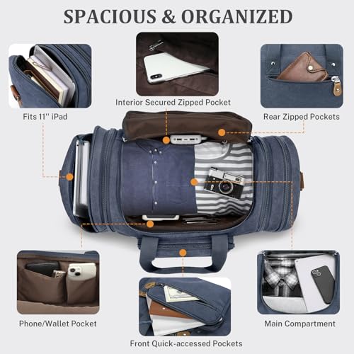 Canvas Duffle Bag (Denim Blue / Large-50L (Without Shoe Compartment))
