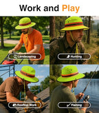 Reflective Safety Sun Hat (Yellow Standard 1 Pack / Safari)
