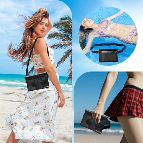Waterproof Bag Fanny Packs for Women (Black&Black)