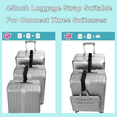 Luggage Straps Travel Belt Multiple Suitcases Connector (2Pcs Multicolor / 45 In Connect)