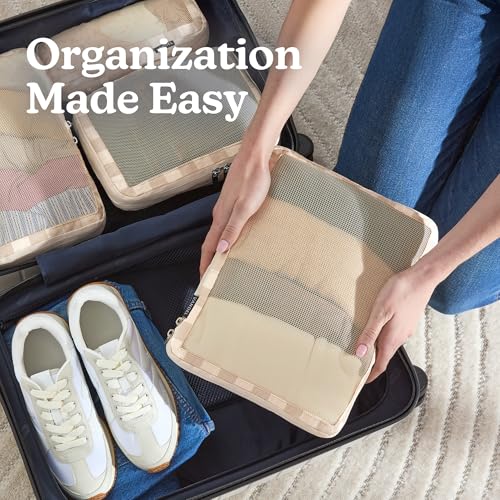 Compression Packing Cubes (2. Neutral Checker / 8 Pack (4 Cubes + 4 Travel Bags))