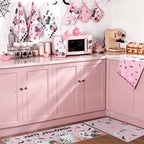 10 Pcs Halloween Kitchen Decor Pink Ghost Kitchen Rugs Set (Pink, White / Ghost)