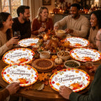 Thanksgiving and Friendsgiving Large Oval Paper Plates 30 Count (Fall Harvest Multicolor (orange, Brown, Yellow, Red))