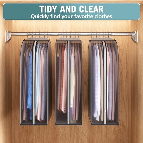 10" Gusseted Garment Bags for Hanging Clothes (Grey / 32 inch)