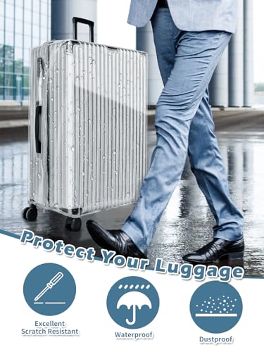 Upgraded Zippered Clear PVC Suitcase Cover 26 Inch (26inch / 70%clear 30%grey)