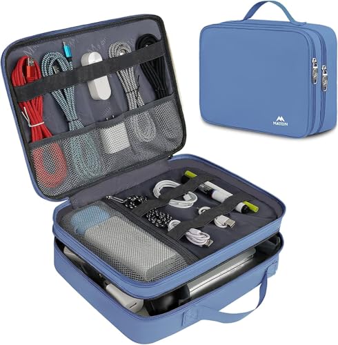 USB Cable Organizer Bag (Blue / Large)