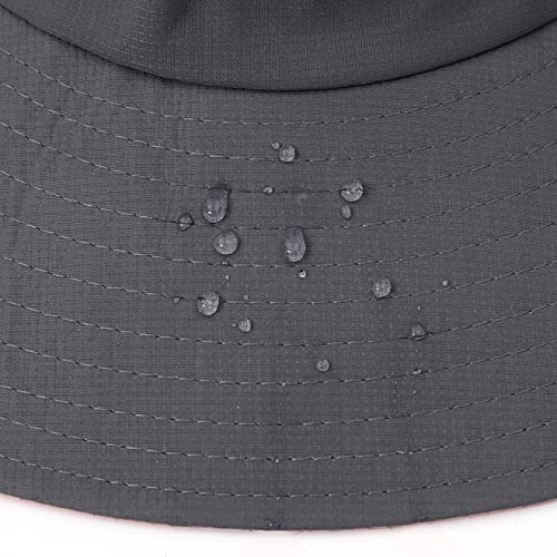 Womens Summer Sun Hat Beach Hat Wide Brim Outdoor UV Protection Hat Foldable Cool Mesh Ponytail Bucket Hat (6-7 / Grey+pink)