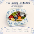 Lunch Bag for Women Cute Corduroy Lunch Tote Bags with Shoulder Strap Reusable Insulated Lunch Box Large Capacity Reusable Insulated Cooler for Work Picnic or Travel (Blue Floral 293 / 10L)