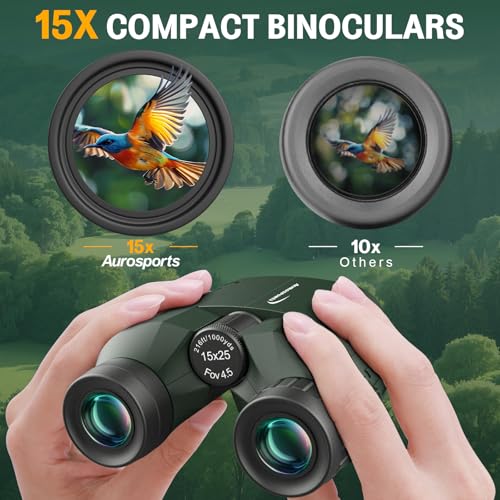15x25 Compact Binoculars for Adult Kids (green)