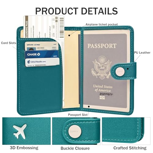 Passport Holder RFID Blocking Travel Wallet (Green)