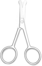 Multicolor Professional Grooming Scissors for Personal Care Facial Hair Removal and Ear Nose Eyebrow Trimming Stainless Steel Fine Straight Tip Scissors 3.9 Inch (Silver Safety C)