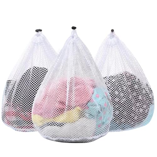 3 Pack XXL Mesh Laundry Bags for Delicates (White / Jumbo 3 pcs)