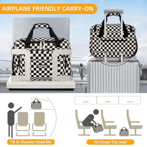 Underseat Carry On Luggage Bag (Corduroy Black Checkered Pattern / 16IN)