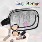 Custom Name Makeup Bag Travel Bag (Silver)