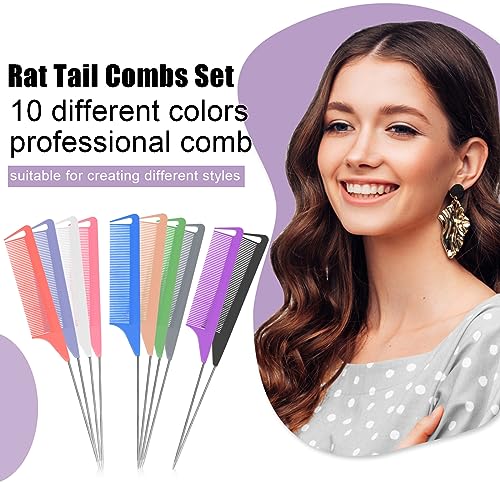 10 PCS Rat Tail Combs Set (10 Count)