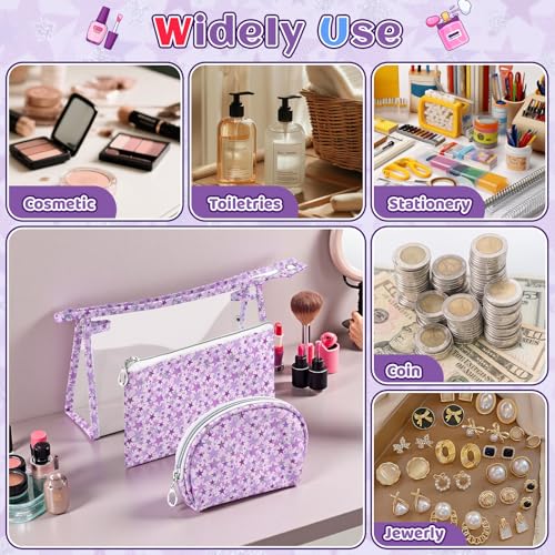 3 Pieces Purple Makeup Bags (3pcs SML)