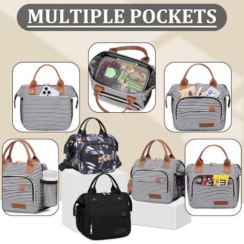 Hibiscus Small Lunch Bag Lightweight Insulated Lunch Box for Women Work Portable Soft Cooler for Picnic Travel Road Trips (Small / S2: Hibiscus)
