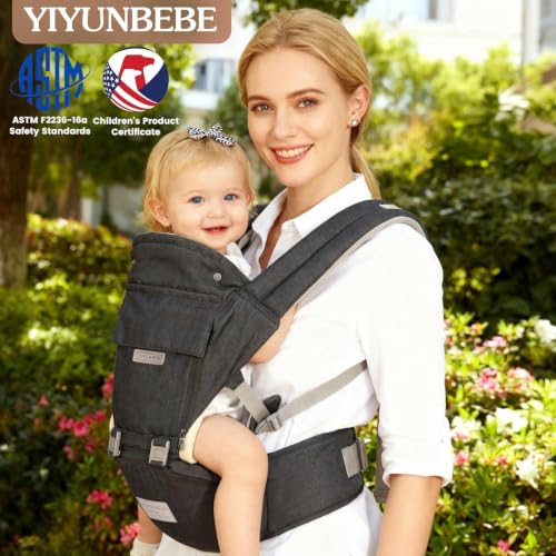 Baby Carrier Newborn to Toddler Baby Carriers with Seat Infant Baby Holder Backpack Baby Carriers Front and Back for Carrying and Hiking (Dark Grey)