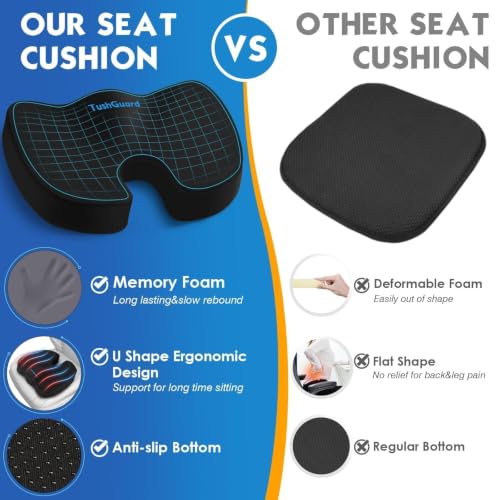 Seat Cushion for Office Chair (Black / Large)