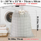 Canvas Laundry Bag with Handles & Drawstring 30"Wx35"H (Geometry Grid L+ / L+ 30"Wx 35"H┃1 Pack)