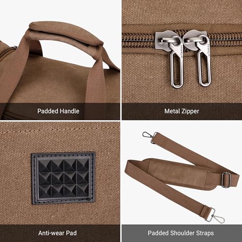 Canvas Duffle Bag for Men Expandable Convertible Travel Gym Duffel (Brown)