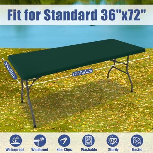 2 Pack Rectangle Spandex Fitted Table Cloth (Hunter Green / 72" x 36" (Rectangular))