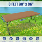 2 Pack Rectangle Spandex Fitted Table Cloth (Khaki / 96" x 30" (Rectangular))