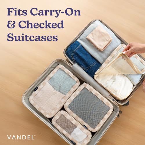 TSA Friendly Packing Cubes for Carry On (2. Neutral Checker / 4 Pack (Standard))