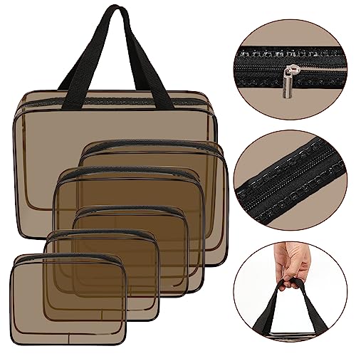 Clear Makeup Bags (Black Brown-6PCS (Large+Medium+Small))