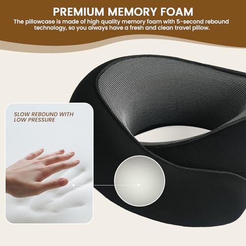Neck Pillow Travel Pillow uses Memory Foam to Support Neck Comfort