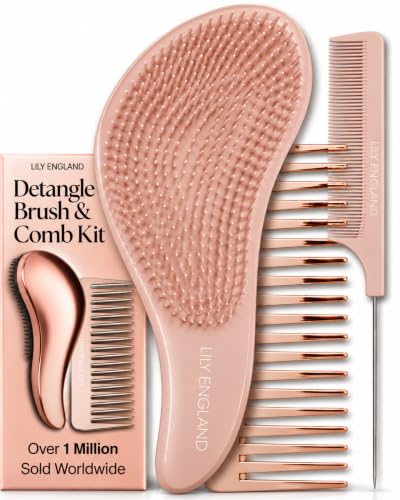 Detangling Comb & Brush Set (Metallic/Rose Gold)