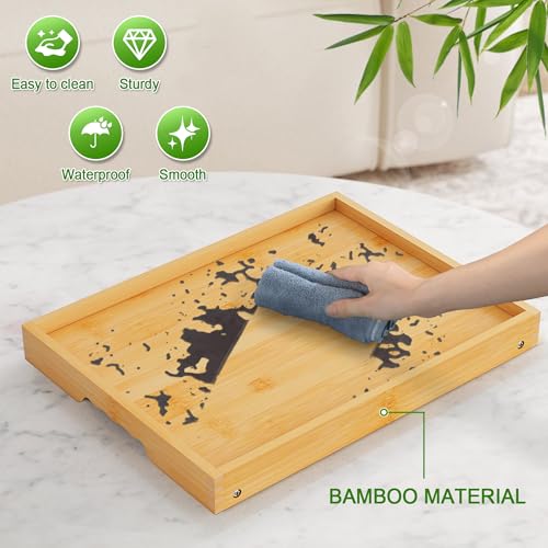 Bamboo Bed Tray Tables with Folding Legs (Bamboo-2 Pack / Medium)