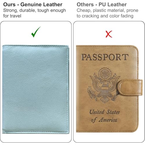 Deluxe Personalized Monogrammed Chambray RFID Leather Passport Wallet (Chambray / Deluxe)