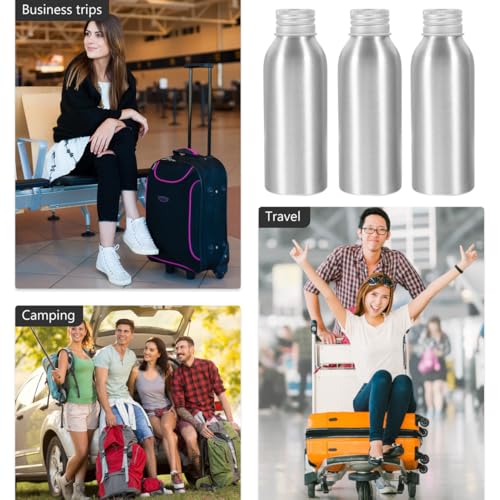 3 Sets Aluminum Travel Bottles 100ml Empty Aluminum Bottle with Screw Lids for Lotion Shampoo Essential Oil Perfume Aromatherapy (3.4 Ounces)