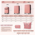 Luggage Sets 5 Piece (3-piece Set(20/24/28) / Light Pink(20 top-open))