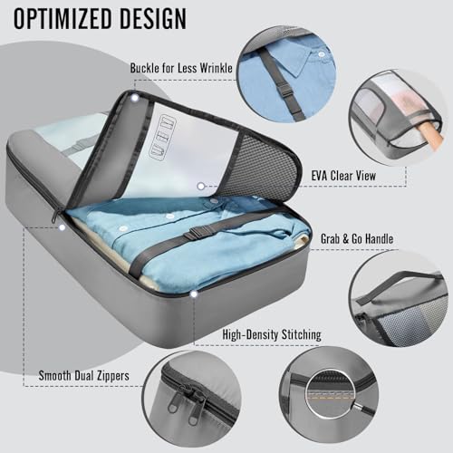 10 Set Packing Cubes for Travel Essentials (04 Gray)