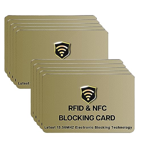 10 Pack RFID Blocking Card for Credit Debit ID Card (Golden)