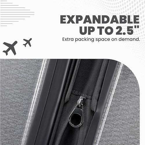 Traverse 25 Inch Medium Expandable Hardside Upright Suitcase with 360° Spinner Wheels (Charcoal / Medium Checked)