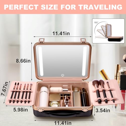 Travel Makeup Case with Mirror (Black)