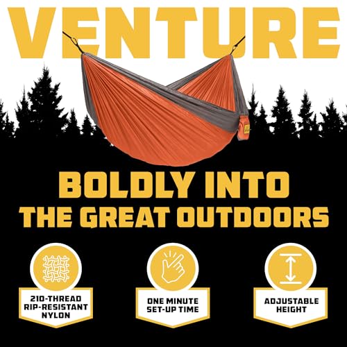 Camping Hammock (Tangerine & Charcoal / Double)