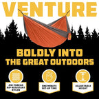 Camping Hammock (Tangerine & Charcoal / Double)