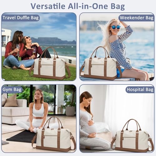 Women Travel Duffle Bags (Beige / X-Large)
