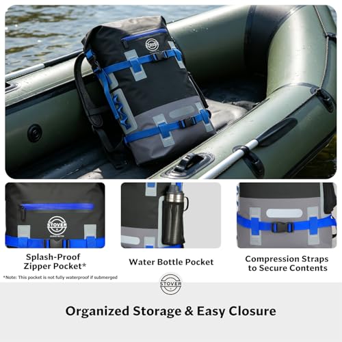 30/40/55L Waterproof Dry Backpack & Phone Case - X-Large Floating Dry Bag for Kayaking, Travel, Hiking, Fishing, Camping, Motorcycles & Beach, Heavy-Duty Roll Top Men/Women (Black/Grey/Blue) (Black/Grey/Blue / 40L)